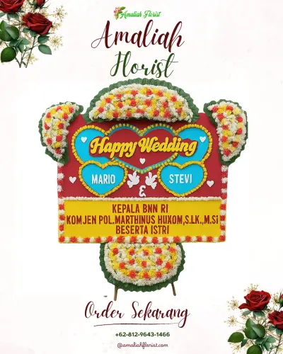 Karangan Papan Bunga Pernikahan di Suranenggala